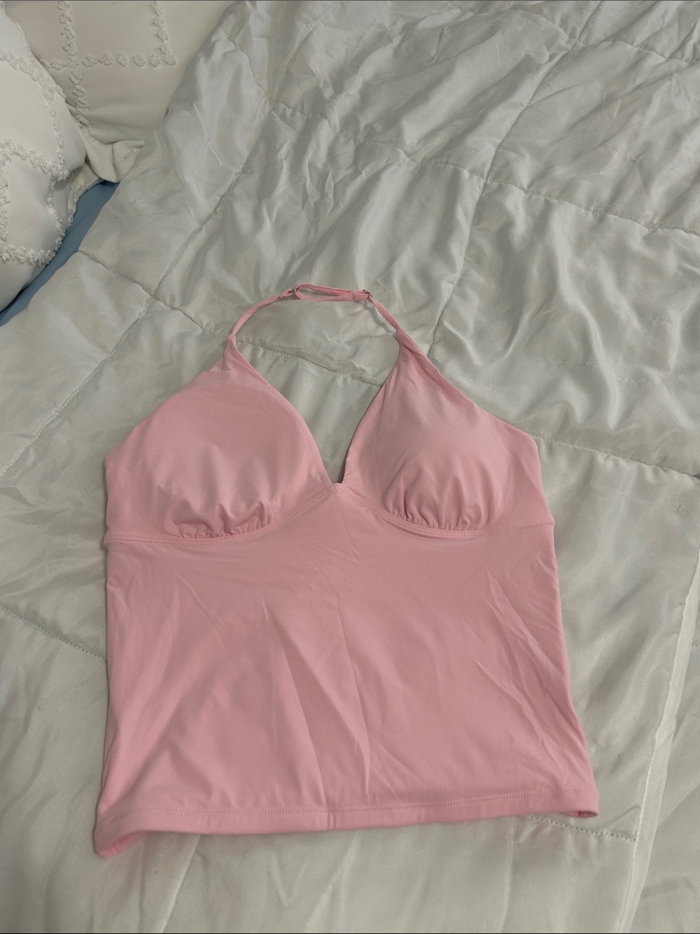 Women’s Halter Tank Top with V-Neck in Light Pink